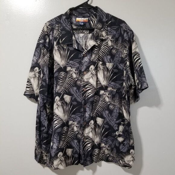 Havana Jack Cafe Men's Shirt XXL 100% Silk Tropical Button Up Short Sleeve - Picture 4 of 10